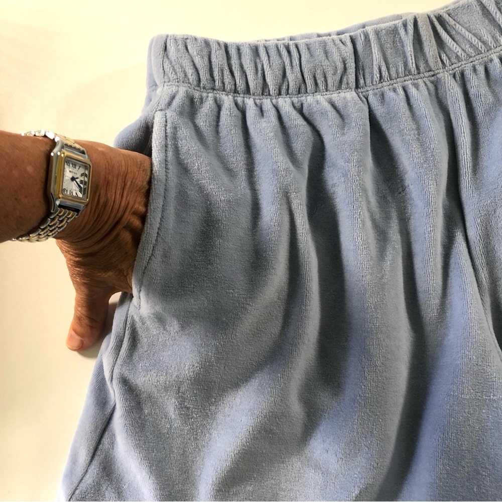 Aerie Velour Lounge Shorts Blue Small Elastic Waist Pockets - Picture 3 of 12
